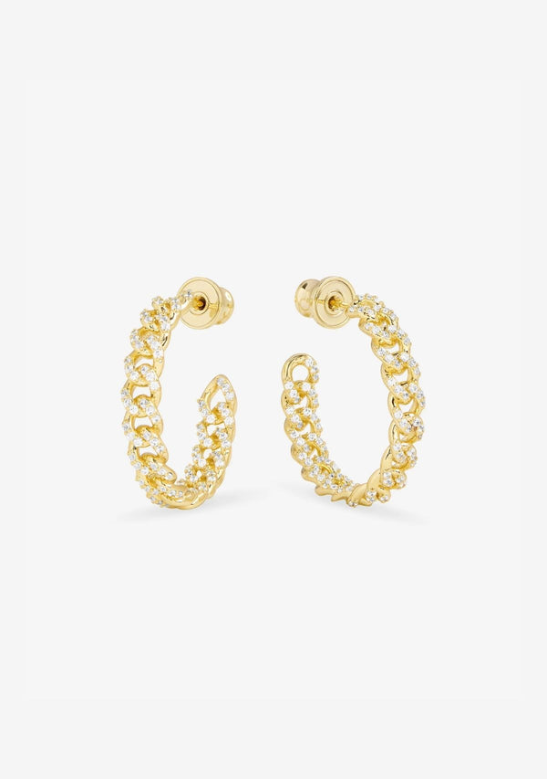 PAVE JULIAN CHAIN HOOPS 1"