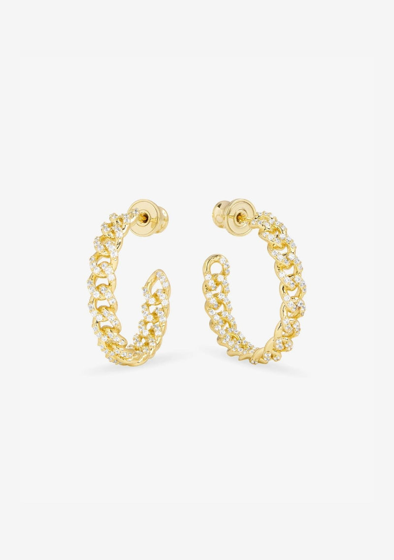 PAVE JULIAN CHAIN HOOPS 1"
