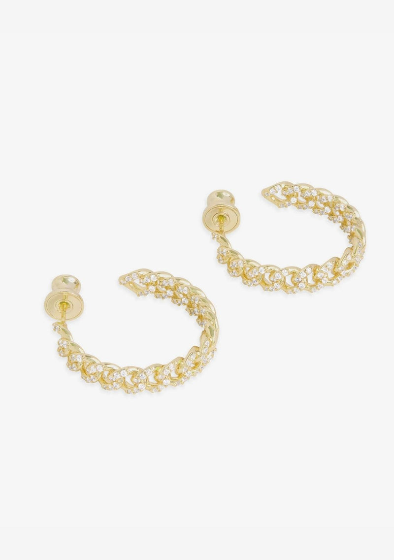 PAVE JULIAN CHAIN HOOPS 1"