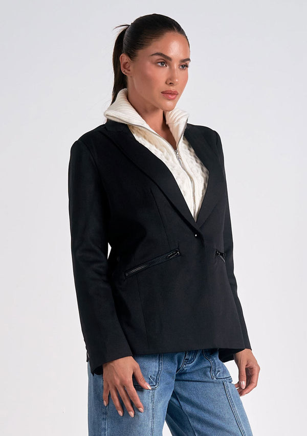 CARLA SWEATER KNIT COMBO BLAZER