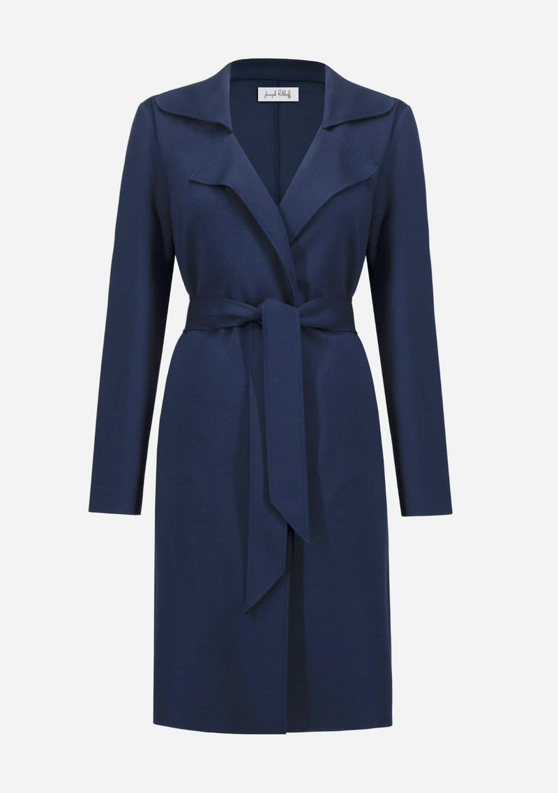 SCUBA JERSEY STRAIGHT COAT WITH SASH