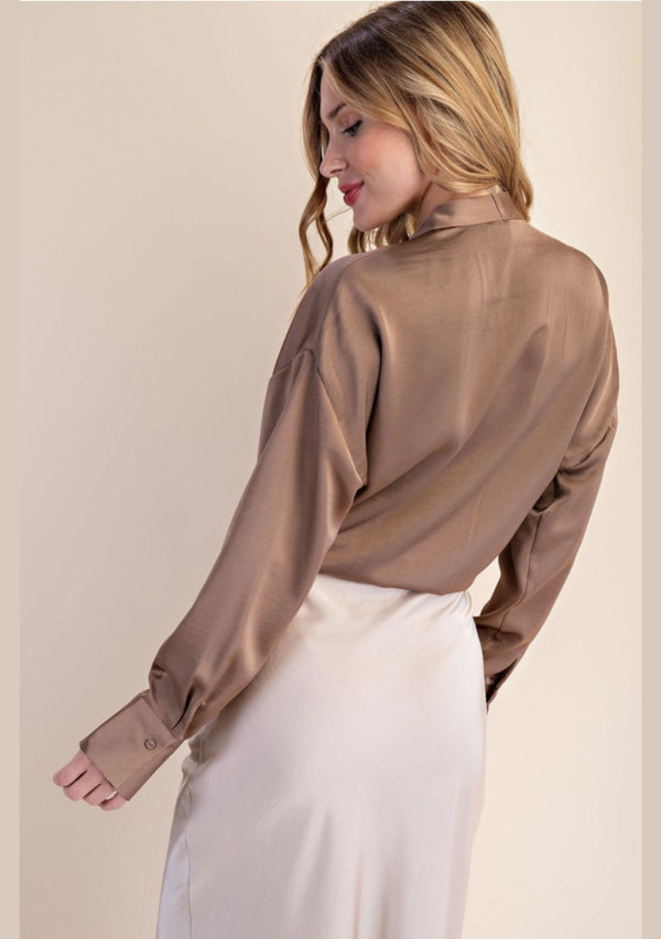CALLANTHA TIE FRONT CROP TOP