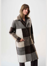 FEATHER YARN ABSTRACT PRINT SWEATER COAT