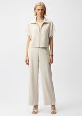 RECYCLED TEXTURED WOVEN BOXY JACKET WITH ZIPPER FRONT