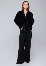 VELOUR ZIP FRONT HOODIE