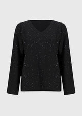 SEQUINED SWEATER KNIT BOXY TOP