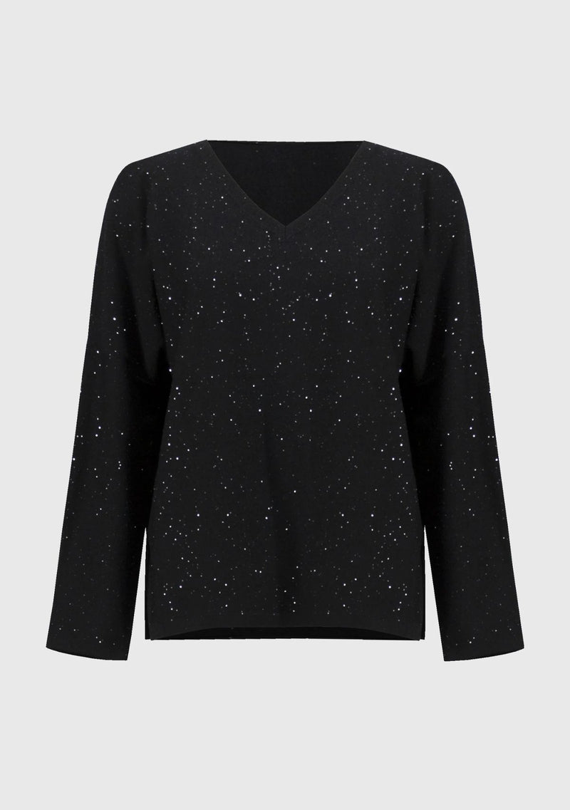 SEQUINED SWEATER KNIT BOXY TOP