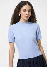 VHARI KNIT SHORT SLEEVE MOCK NECK TOP