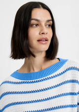 TEDDY KNIT OPEN STRIPE PULLOVER