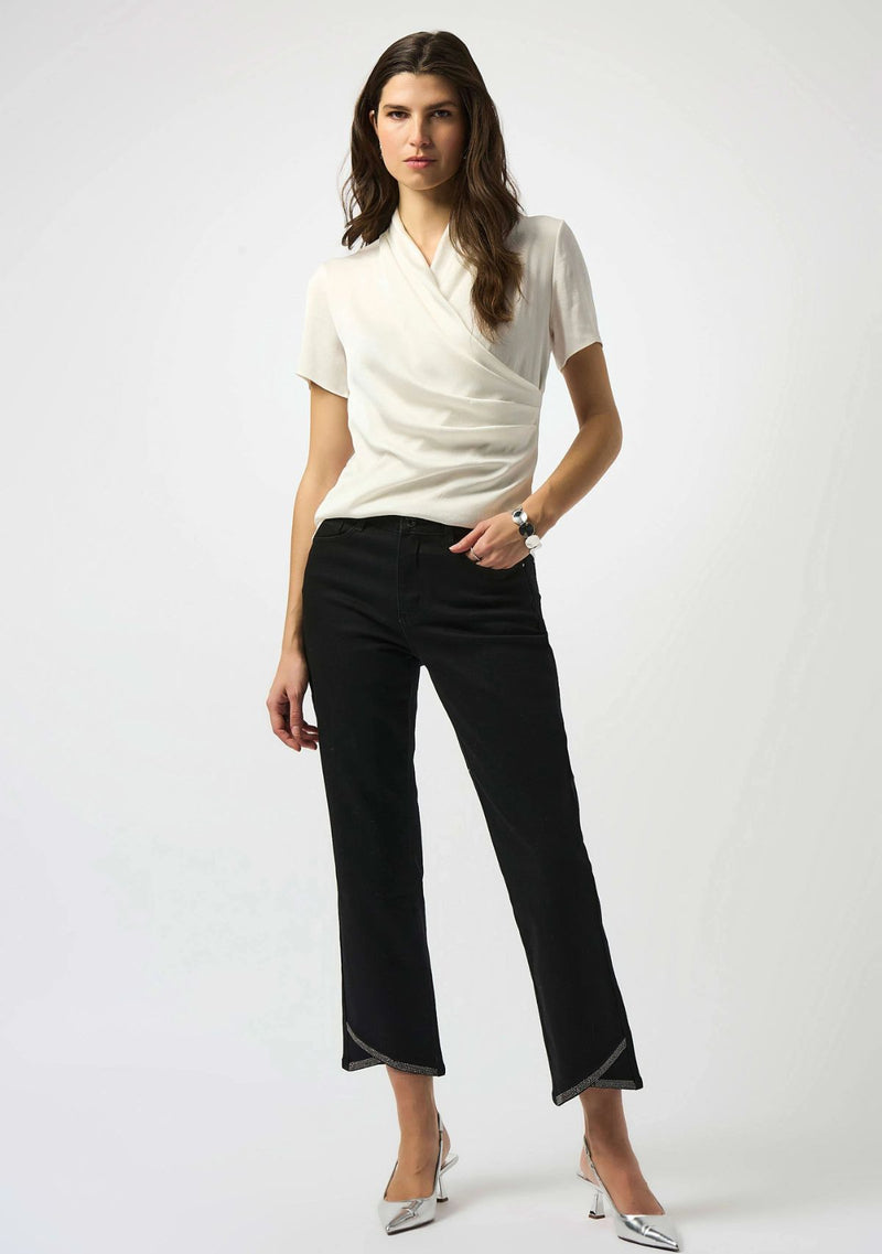 RECYCLED SATIN AND SILKY KNIT WRAP TOP