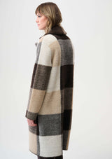 FEATHER YARN ABSTRACT PRINT SWEATER COAT