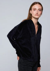 VELOUR ZIP FRONT HOODIE