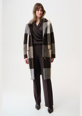 FEATHER YARN ABSTRACT PRINT SWEATER COAT