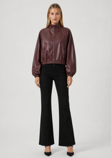 LEATHERETTE MOCK-NECK BOMBER JACKET