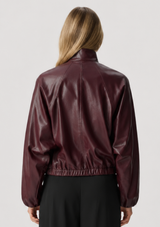 LEATHERETTE MOCK-NECK BOMBER JACKET