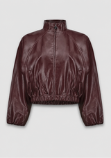 LEATHERETTE MOCK-NECK BOMBER JACKET