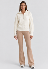 OLLY CABLE KNIT HALF ZIP SWEATER