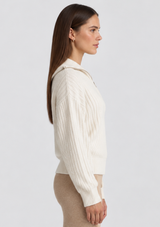 OLLY CABLE KNIT HALF ZIP SWEATER