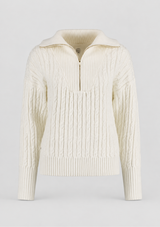 OLLY CABLE KNIT HALF ZIP SWEATER