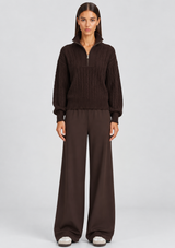 OLLY CABLE KNIT HALF ZIP SWEATER