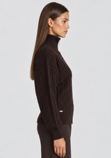 OLLY CABLE KNIT HALF ZIP SWEATER