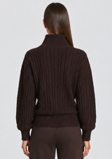 OLLY CABLE KNIT HALF ZIP SWEATER