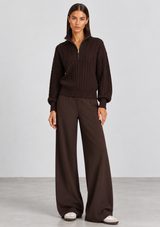 OLLY CABLE KNIT HALF ZIP SWEATER