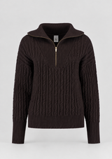 OLLY CABLE KNIT HALF ZIP SWEATER