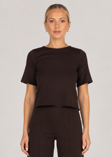 PONTE KNIT SHORT SLEEVE TOP EXTENDED