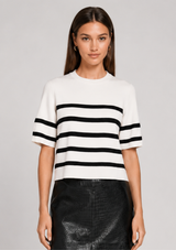 SLOANE KNIT SHORT SLEEVE STRIPE TOP