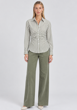 TWO TONE COLLARED BLOUSE