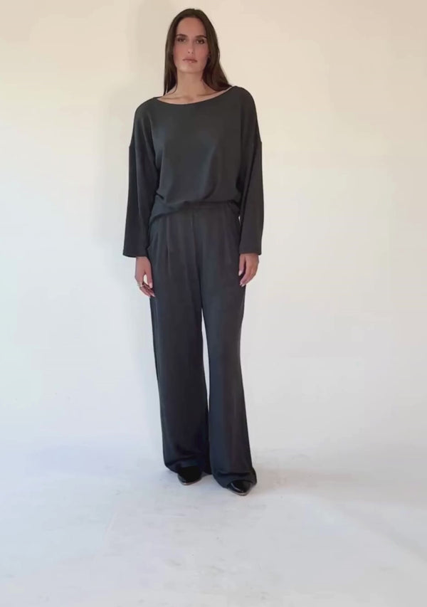 SWEATER KNIT BOAT NECK TOP