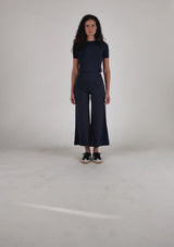PONTE KNIT CROPPED WIDE LEG PANT
