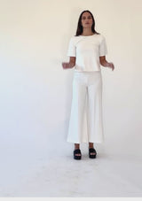 PONTE KNIT CROPPED WIDE LEG PANT