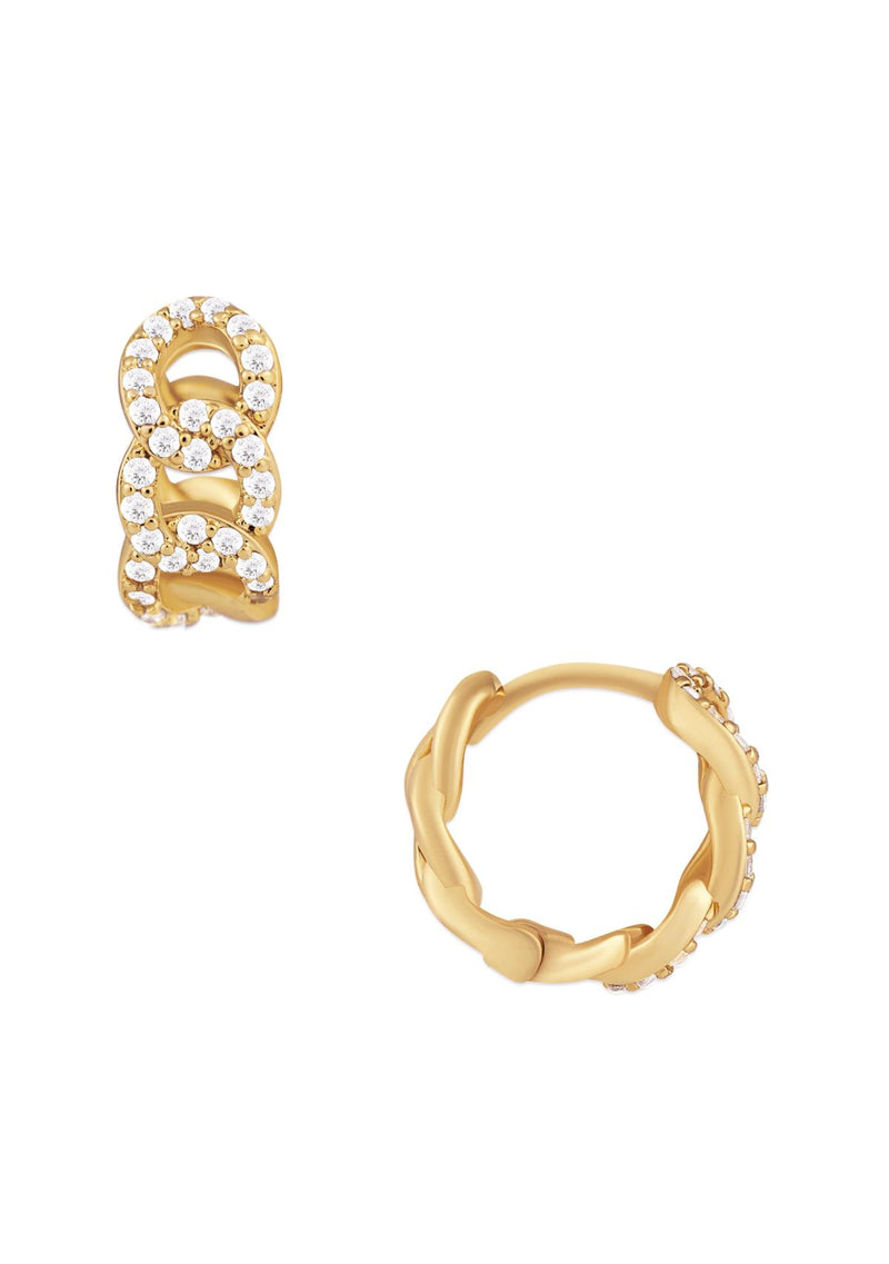 ANIKA CHAIN HUGGIE HOOP EARRING