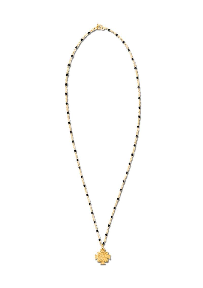 ZAYLA CROSS PENDANT ENAMEL BEADED NECKLACE